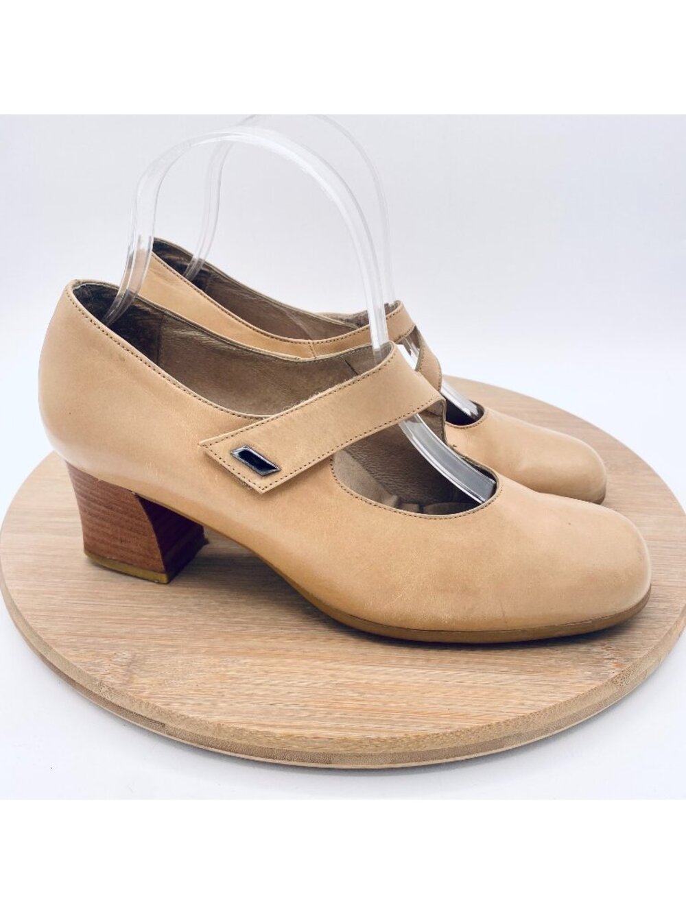 BeautiFeel Heels Womens 7 38 Beige Leather Mary Jane Comfort Pumps